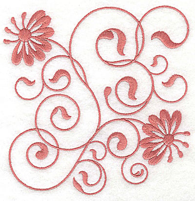 Embroidery Design: Floral design J large<br> 4.89w X 4.96h