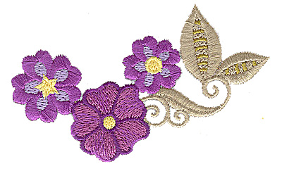 Embroidery Design: Floral design B<br> 3.86w X 2.33h