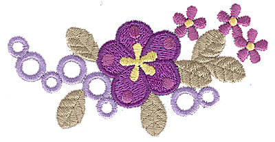 Embroidery Design: Floral design D<br> 3.85w X 1.94h