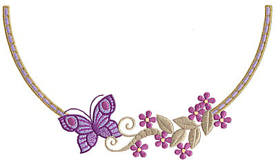 Embroidery Design: Floral Butterfly Neckline G large<br> 10.04w X 5.81h