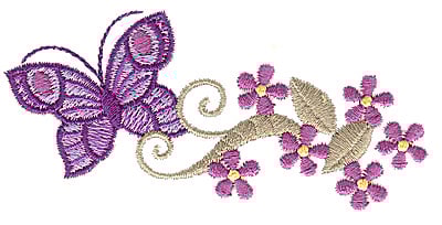 Embroidery Design: Floral Butterfly design G<br> 3.87w X 1.74h
