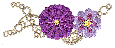 Embroidery Design: Floral design H<br> 3.84w X 1.51h