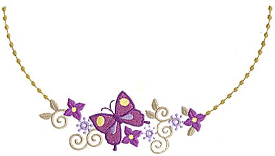 Embroidery Design: Floral Butterfly Neckline I large<br> 10.02w X 5.59h