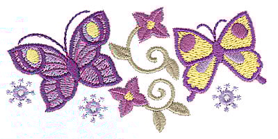 Embroidery Design: Floral Butterfly design J<br> 3.88w X 1.87h