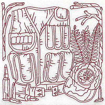 Embroidery Design: Hunters back pack and cap large<br> 6.06w X 6.06h