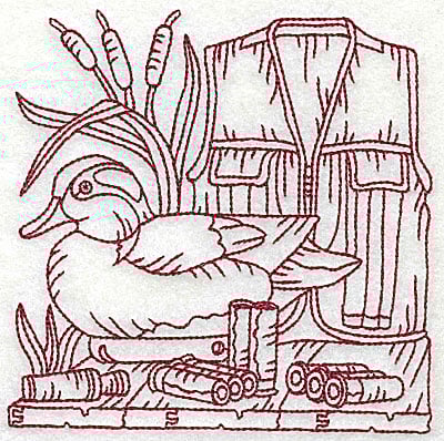 Embroidery Design: Duck Hunter scene 7 large<br> 6.06w X 6.06h