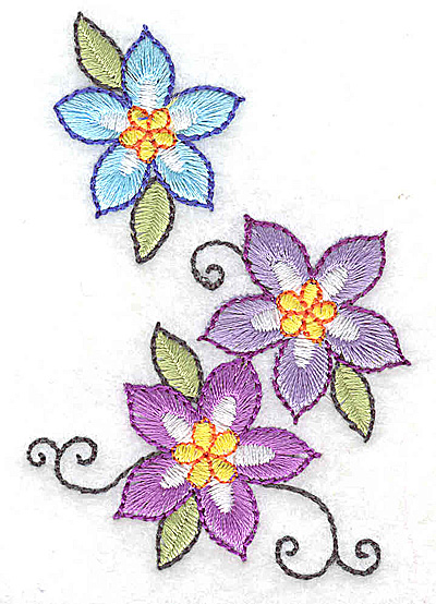 Embroidery Design: Floral trio vertical<br> 2.13w X 3.13h