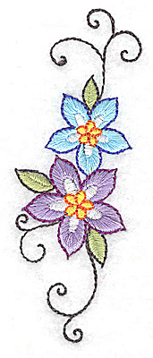 Embroidery Design: Floral duo vertical<br> 1.29w X 3.69h