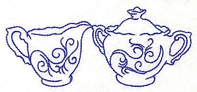 Embroidery Design: Creamer and sugar bowl<br> 4.93w X 2.15h
