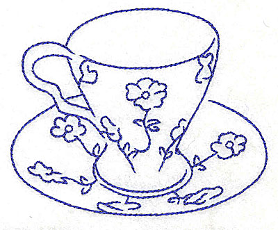 Embroidery Design: Teacup with flowers<br> 3.88w X 3.14h