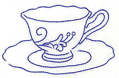 Embroidery Design: Floral teacup with lily<br>3.86w X 2.41h