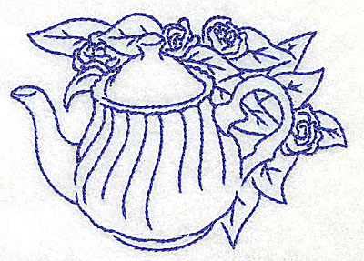 Embroidery Design: Teapot with roses small<br> 3.85w X 2.80h