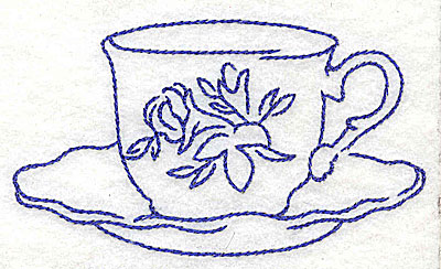 Embroidery Design: Floral teacup<br> 3.86w X 2.20h