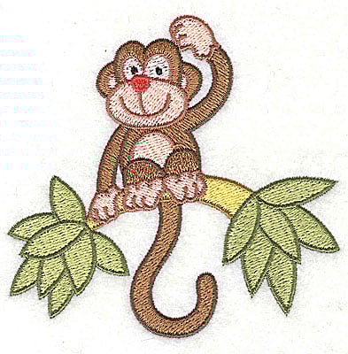 Embroidery Design: Monkey on a Limb<br>3.67h x 3.80w | Embroidery Legacy Embroidery Design: Monkey on a Limb<br>3.67h x 3.80w