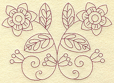 Embroidery Design: Floral violet 7 large<br> 6.27w x 4.47h