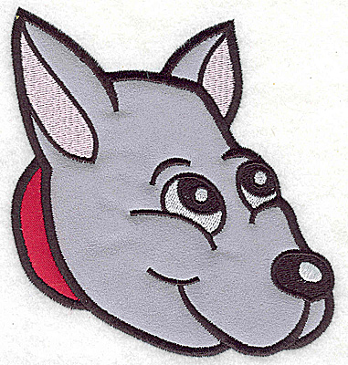 Embroidery Design: Devoted dog E double applique<br> 4.57w X 4.88h