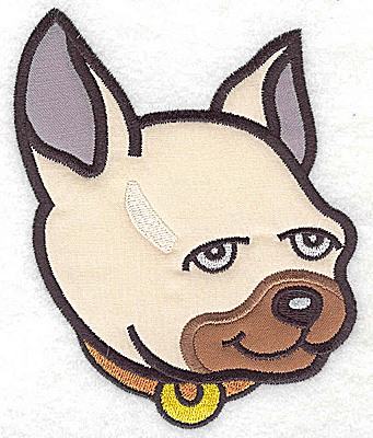 Embroidery Design: Devoted dog H triple applique<br> 4.06w X 4.97h