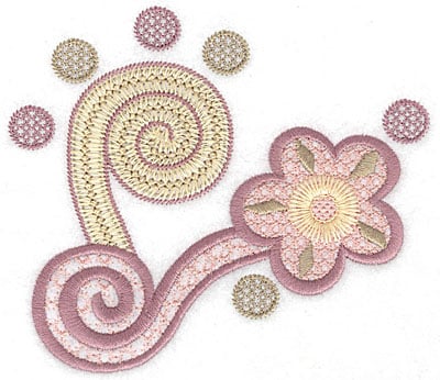 Embroidery Design: Floral swirl large <br> 4.77"h x 5.43"w