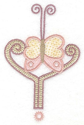 Embroidery Design: Butterfly swirl <br> 4.61"h x 3.00"w