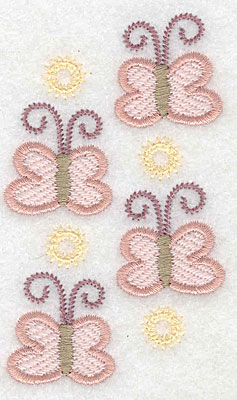 Embroidery Design: Butterflies four <br> 3.54"h x 2.11"w