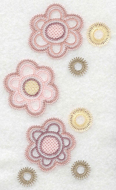 Embroidery Design: Flower trio large <br> 5.80"h x 3.27"w