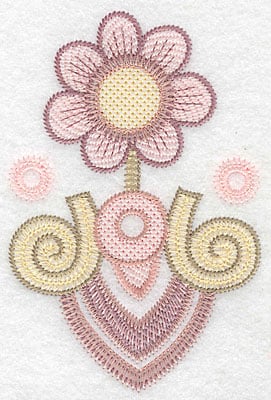 Embroidery Design: Flower motif large <br> 4.97"h x 3.31"w
