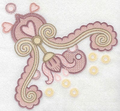 Embroidery Design: Heart swirl flower large <br> 6.96"h x 7.49"w