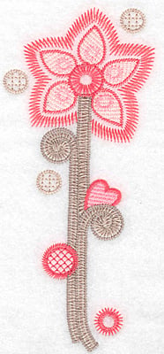 Embroidery Design: Flower B large <br> 7.49"h x 3.27"w