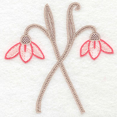 Embroidery Design: Flowers crossed <br> 4.89"h x 4.76"w