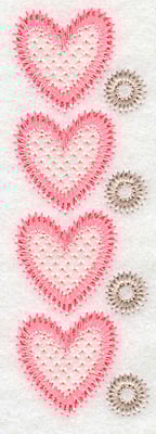 Embroidery Design: Heart border verticle <br> 4.99"h x 1.61"w | Embroidery Legacy Embroidery Design: Heart border verticle <br> 4.99"h x 1.61"w