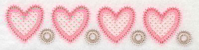 Embroidery Design: Heart border horizontal <br> 1.28"h x 5.99"w