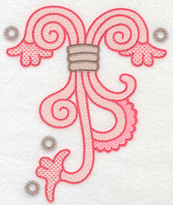 Embroidery Design: Scalloped swirls <br> 7.46"h x 6.20"w