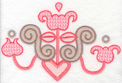Embroidery Design: Floral candelabra large <br> 5.66"h x 8.39"w