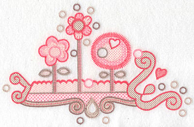 Embroidery Design: Floral bed large <br> 5.72"h x 8.93"w