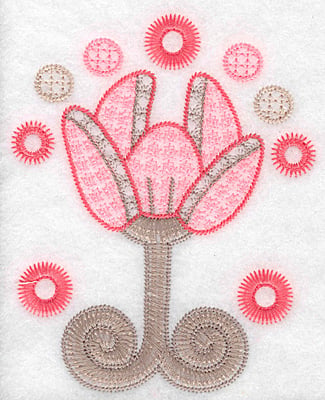 Embroidery Design: Floral bloom large <br> 5.25"h x 4.21"w