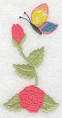 Embroidery Design: Rose and Butterfly<br> 1.97w X 3.84h