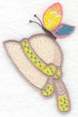 Embroidery Design: Sunbonnet with butterfly<br> 2.32w X 3.50h