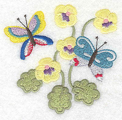 Embroidery Design: Butterflies amid flowers<br> 3.42w X 3.35h