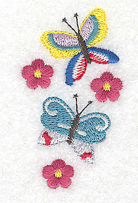 Embroidery Design: Flowers and butterflies<br> 1.52w X 2.69h