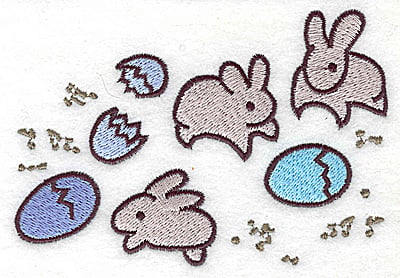 Embroidery Design: Bunnies and eggs small<br> 4.88w X 3.41h