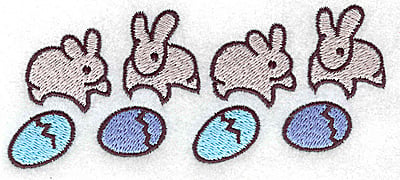 Embroidery Design: Row of bunnies and eggs<br> 4.92w X 2.01h