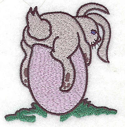 Embroidery Design: Bunny on top of egg <br> 2.86w X 3.05h