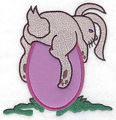 Embroidery Design: Bunny on top of egg large applique<br> 4.74w X 4.98h