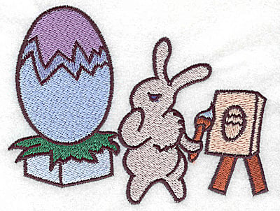 Embroidery Design: Bunny at easel large<br> 4.97w X 3.84h
