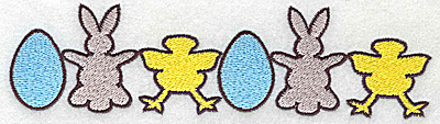 Embroidery Design: Row egg bunny chick<br> 6.99w X 1.84h
