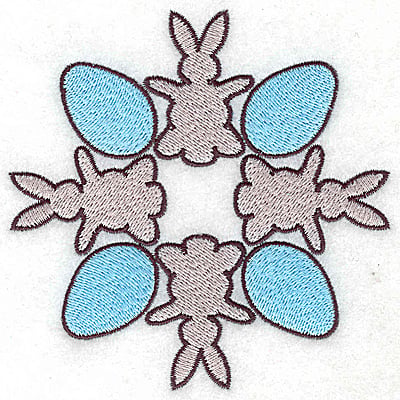 Embroidery Design: Four bunnies and eggs<br> 4.40w X 4.40h