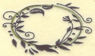 Embroidery Design: Oval Vines J large<br> 4.95w X 2.94h