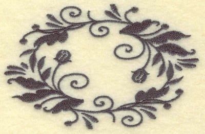 Embroidery Design: Oval Vines E single color<br> 3.85w X 2.48h