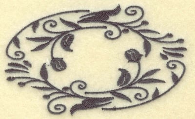 Embroidery Design: Oval Vines G single color<br> 3.85w X 2.43h
