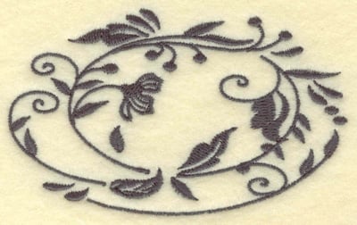 Embroidery Design: Oval Vines H single color<br> 3.85w X 2.37h